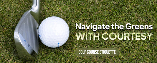 Golf club and a golf ball on grass. Learn about Golf Course Etiquette