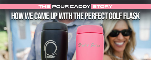 How we came up with the perfect golf flask - Black and Pink Pour Caddy flasks shown